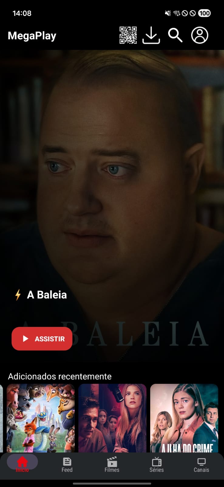 Prévia do app de filmes e séries MegaPlay para Android