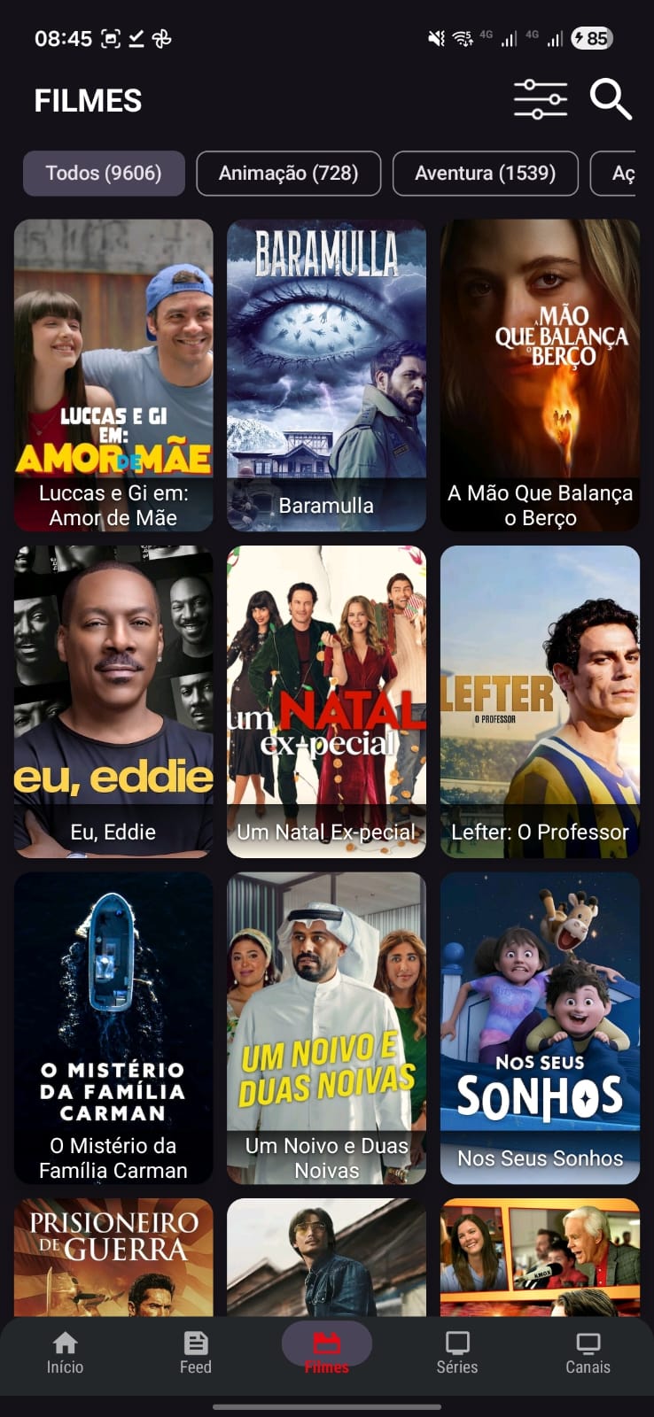 Lista do app de filmes e séries MegaPlay